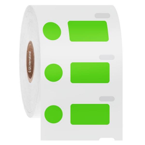 LabTAG EF1F-076GA Cryo-DTermo - DYMO-Compatible Cryogenic Labels 0.94" x 0.5" + 0.437" (circle), Green Apple, 1" Core