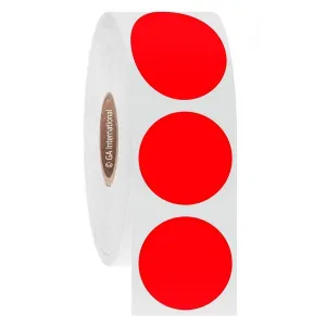 LabTAG FJT-115C1-1RE Permanent FreezerTAG - Deep-Freeze Labels for Thermal-Transfer Barcode Printers 1" / 25.4mm (circle), Red, 1" Core