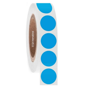 LabTAG FJT-115C3-1BL Permanent FreezerTAG - Deep-Freeze Labels for Thermal-Transfer Barcode Printers 1" / 25.4mm (circle), Blue, 3" Core