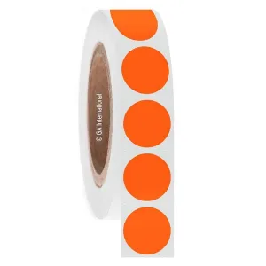 LabTAG FJT-115C3-1OR Permanent FreezerTAG - Deep-Freeze Labels for Thermal-Transfer Barcode Printers 1" / 25.4mm (circle), Orange, 3" Core