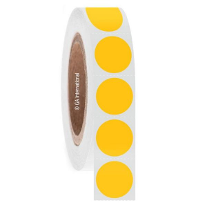 LabTAG FJT-115C3-1YE Permanent FreezerTAG - Deep-Freeze Labels for Thermal-Transfer Barcode Printers 1" / 25.4mm (circle), Yellow, 3" Core