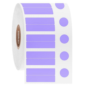 LabTAG FJT-124C1-2LA Permanent FreezerTAG - Deep-Freeze Labels for Thermal-Transfer Barcode Printers 1.18 x 0.28 + 0.37, Lavender 1 Inch Core