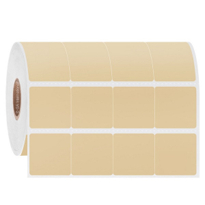 LabTAG FJT-137C1-4BE Permanent FreezerTAG - Deep-Freeze Labels for Thermal-Transfer Barcode Printers 1" x 1", Beige, 1" Core