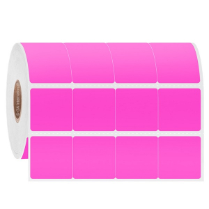 LabTAG FJT-137C1-4PI Permanent FreezerTAG - Deep-Freeze Labels for Thermal-Transfer Barcode Printers 1" x 1", Pink, 1" Core