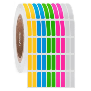 LabTAG FJT-164C3-10MC Permanent FreezerTAG - Deep-Freeze Labels for Thermal-Transfer Barcode Printers 0.25" x 1", Multi-Color, 3" Core