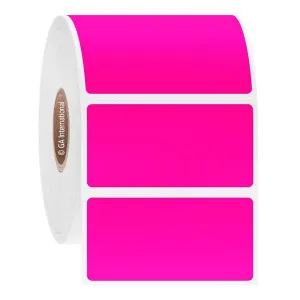 LabTAG FJT-28C1-2PI Permanent FreezerTAG - Deep-Freeze Labels for Thermal-Transfer Barcode Printers 2" x 1", Pink 1 Inch Core
