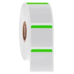 LabTAG FJT-29C1-1BGA Permanent FreezerTAG - Deep-Freeze Labels for Thermal-Transfer Barcode Printers 1" x 1", Green Apple, 1" Core