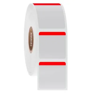 LabTAG FJT-29C1-1BRE Permanent FreezerTAG - Deep-Freeze Labels for Thermal-Transfer Barcode Printers 1" x 1", Red, 1" Core