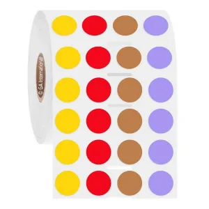 LabTAG FJT-500NOTC1-4MC Permanent FreezerTAG - Deep-Freeze Labels for Thermal-Transfer Barcode Printers 0.5", Multicolor, 1" Core