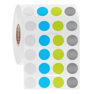 LabTAG FJT-500NOTC1-4MC1 Permanent FreezerTAG - Deep-Freeze Labels for Thermal-Transfer Barcode Printers 0.5", Multicolor1, 1" Core