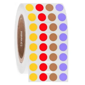 LabTAG FJT-500NOTC3-8MC Permanent FreezerTAG - Deep-Freeze Labels for Thermal-Transfer Barcode Printers 0.5", Multicolor, 3" Core