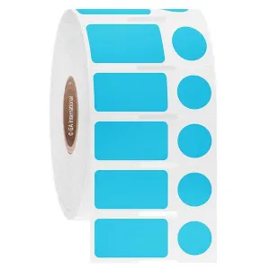 LabTAG FJT-52NOTC1-2BL Permanent FreezerTAG - Deep-Freeze Labels for Thermal-Transfer Barcode Printers 0.94 x 0.5 in + 0.437 in, Blue 1 Inch Core