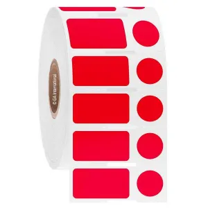 LabTAG FJT-52NOTC1-2RE Permanent FreezerTAG - Deep-Freeze Labels for Thermal-Transfer Barcode Printers 0.94 x 0.5 in + 0.437 in, Red 1 Inch Core