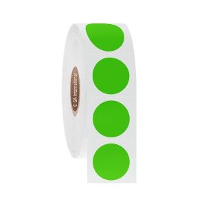LabTAG REP-106C1-1GA Repositionable Paper Labels for Thermal-Transfer Printers 0.75"/ 19.1mm (circle), Green Apple, 1" Core