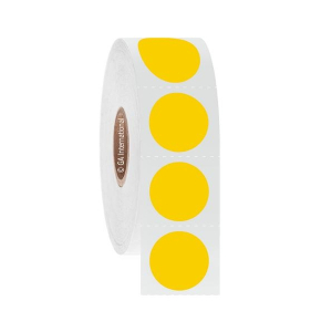 LabTAG REP-106C1-1YE Repositionable Paper Labels for Thermal-Transfer Printers 0.75"/ 19.1mm (circle), Yellow, 1" Core