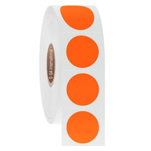 LabTAG RMTT-106C1-2OR Removable FreezerTAG - Deep-Freeze Labels for Thermal-Transfer Barcode Printers 0.75" (circle), Orange, 1" Core