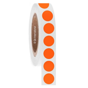 LabTAG RMTT-106C3-2OR Removable FreezerTAG - Deep-Freeze Labels for Thermal-Transfer Barcode Printers 0.75" (circle), Orange, 3" Core