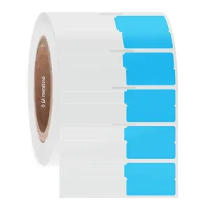 LabTAG SYRA-2RSNOTC3-2.5BL SyringeTAG - Syringe Identification Labels for Thermal-Transfer Printers 1.5 x 1 + 2 tail, Blue + Clear Tail 3 Inch Core