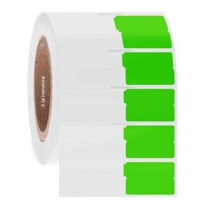 LabTAG SYRA-2RSNOTC3-2.5GA SyringeTAG - Syringe Identification Labels for Thermal-Transfer Printers 1.5 x 1 + 2 tail, Green+ Clear Tail 3 Inch Core