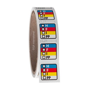 LabTAG WL-015-0.5P Hazardous Materials Identification System (HMIS) Labels 0.875" x 0.875" / 22.2 mm x 22.2 mm, Multicolor, 3" Core