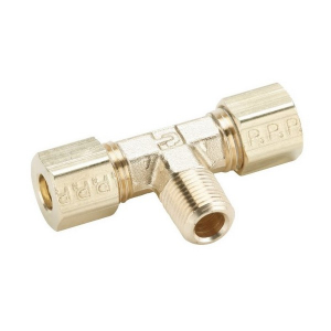 Legris 172C-4-2 1/4" Forged Brass Branch Tee with 1/8" Male NPTF Threads