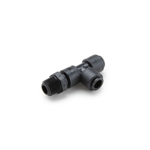Legris FB6MRS4-HBLK TrueSeal 3/8" Push-to-Connect Black Kynar Run Tee with 1/4" Male NPT Threads