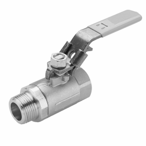 Legris VP501SS-8-35 Series 501SS 1/2" Male NPT to 1/2" Female NPT Stainless Steel Ball Valve w/ Padlocking Handle & Welded Retainer Nut