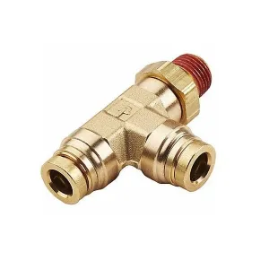 Legris VS171PTC-6-4 3/8" Push-to-Connect to 1/4" Male Pipe Brass Run Tee Swivel w/ Vibra-Seal