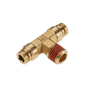 Legris VS172PTCNS-4-4 1/4" Push-to-Connect to 1/4" Male NPT Brass Rigid Branch Tee w/ Vibra-Seal