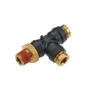 Legris VS371PTCR-6-4-4 3/8"-1/4" Push-to-Connect to 1/4" Male NPT Run Tee Rigid Swivel w/ Vibra-Seal