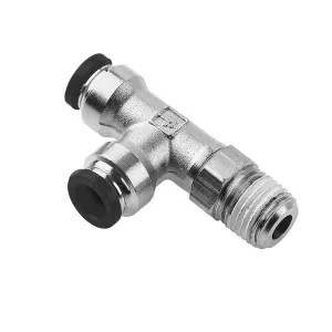 Legris W171PLN-4-2 W171PLN Series Series Brass 1/4" Run Tee Swivel to 1/8" Male NPTF Thread with White Thread Sealant without Nickel Plating
