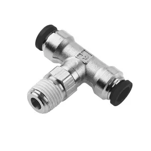 Legris W172PLN-4-2 W172PLN Series Brass 1/4" Branch Tee Swivel to 1/8" Male NPTF Thread with White Thread Sealant without Nickel Plating