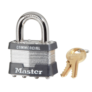 Master Lock 1KA-2498 No. 1 Laminated Steel Padlock, 5/16 In Dia, 3/4 In W X 15/16 In H Shackle, Silver/Gray, Keyed Alike, Keyed 2498 (6 pcs / Box)