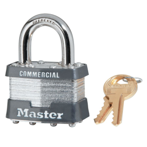 Master Lock 1KALJ-2007 No. 1 Laminated Steel Padlock, 5/16 In Dia, 3/4 In W X 2-1/2 In H Shackle, Silver/Gray, Keyed Alike, Keyed 2007 (6 pcs / Box)