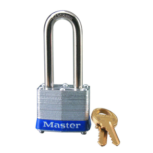 Master Lock 3DLH No. 3 Laminated Steel Padlock, 9/32 In Dia, 5/8 In W X 2 In H Shackle, Silver/Blue, Keyed Different, Varies (6 pcs / Box)