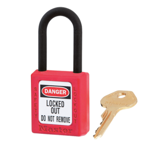 Master Lock 406RED Zenex Thermoplastic Safety Lockout Padlock, 406 Dielectric, 1-1/2 W X 1-3/4 H Body, 1-1/2 In H Shackle, Kd, Red (6 pcs / Box)