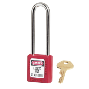 Master Lock 410LTRED Zenex Thermoplastic Safety Lockout Padlock, 410, 1-1/2 W X 1-3/4 H Body, 3 In H Shackle, Kd, Red (6 pcs / Box)