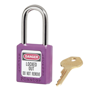 Master Lock 410PRP Zenex Thermoplastic Safety Lockout Padlock, 410, 1-1/2 W X 1-3/4 H Body, 1-1/2 In H Shackle, Kd, Purple (6 pcs / Box)