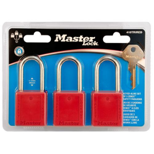 Master Lock 410TRIRED Zenex Thermoplastic Safety Lockout Padlock, 410, 1-1/2 W X 1-3/4 H Body, 1-1/2 In H Shackle, Ka, Red (3 pcs / Pack)
