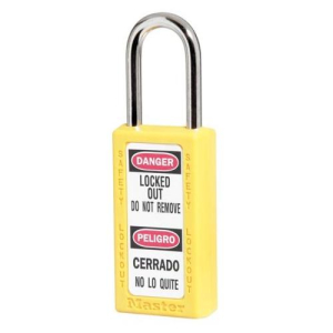 Master Lock 411YLW Zenex Thermoplastic Safety Lockout Padlock, 411, 1-1/2 W X 3 H Body, 1-1/2 In H Shackle, Kd, Yellow (6 pcs / Box)
