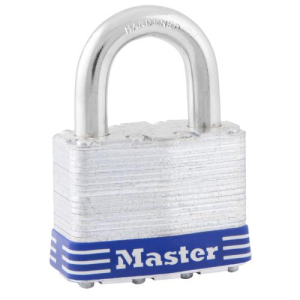 Master Lock 5D- No. 5 Laminated Steel Padlock, 3/8 In Dia X 15/16 In W X 1 In H Shackle, Silver/Blue, Keyed Different (4 pcs / Box)