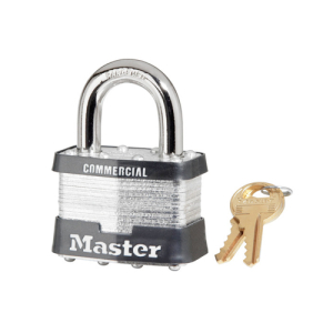 Master Lock 5DCOM No. 5 Laminated Steel Padlock, 3/8 In Dia X 15/16 In W X 1 In H Shackle, Silver/Gray, Keyed Different (4 pcs / Box)