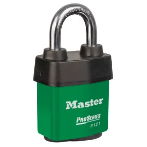 Master Lock 6121KAGRN ProSeries 2-1/8" Weather Tough Laminated Steel Rekeyable Pin Tumbler Padlock 1-1/8 Shackle Keyed Alike Green