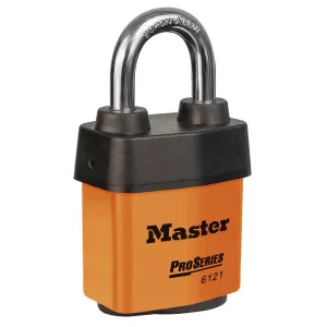 Master Lock 6121KAORJ ProSeries 2-1/8" Weather Tough Laminated Steel Rekeyable Pin Tumbler Padlock 1-1/8 Shackle Keyed Alike Orange
