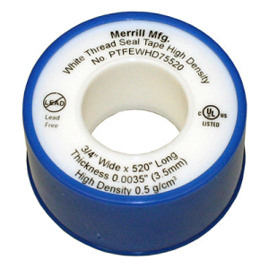 Merrill PTFEWHD75520 PTFE Teflon Thread Seal Tape - 3/4" Wide X 520" Long / 3.5mm / White
