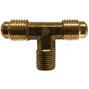 Midland Industries 704045-0402 Branch Tee, 1/4 in 45 deg Flared x 1/4 in 45 deg Flared x 1/8 in MIP, Brass