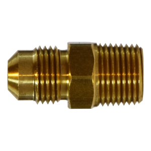 Midland Industries 10265 Adapter, 3/8 in Male Flared x 1/2 in Male NPTF, Brass