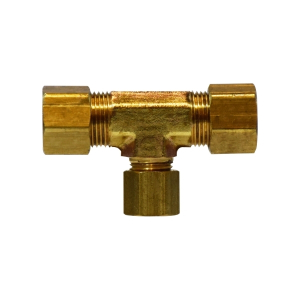 Midland Industries 18110 Reducing Tee, 1/4 in Compression x 1/4 in Compression x 3/8 in Compression, Brass