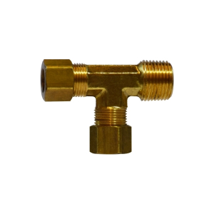Midland Industries 18282 Run Tee, 1/2 in Tube OD x 1/2 in Male NPTF x 1/2 in Tube OD, Brass