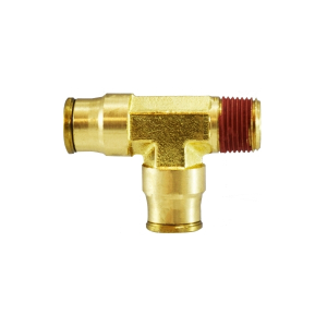 Midland Industries 20101 Fixed Male Run Tee, 3/8-in Push-to-Connect x 3/8-in Male NPTF x 3/8-in Push-to-Connect, Brass